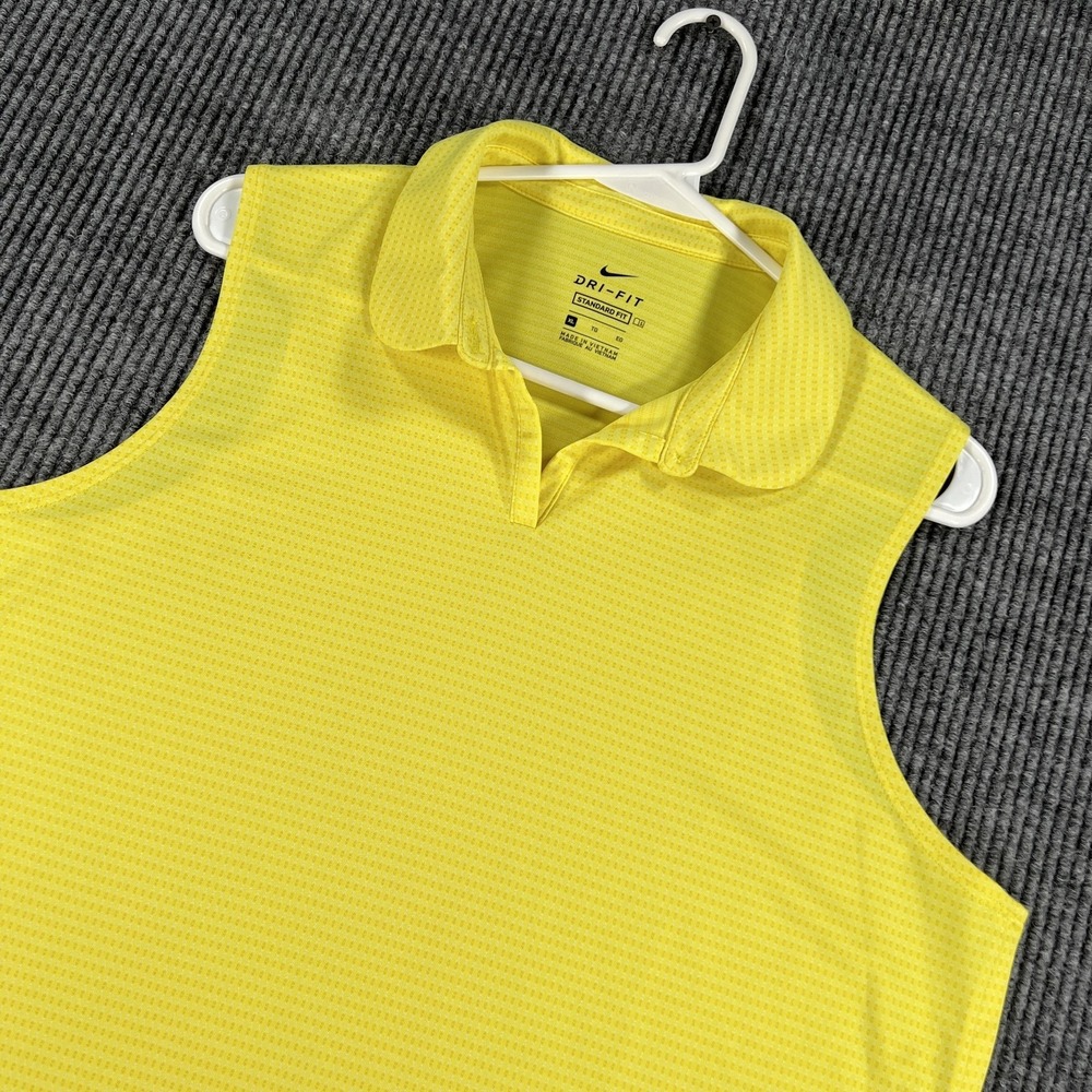 Nike Dri-FIT Polo Shirt Womens XL Yellow Sleeveless Standard Fit Golf Tennis